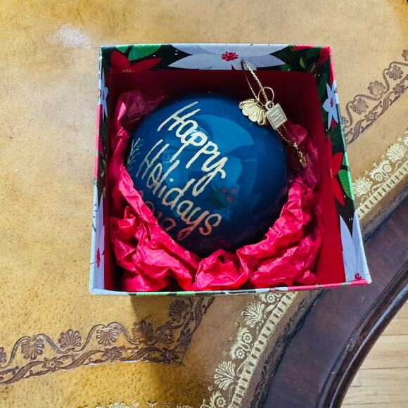 Pier One 2019 Li Bien Snowman Ornament Happy Holiday Reverse Painted Glass NEW - Picture 3 of 8